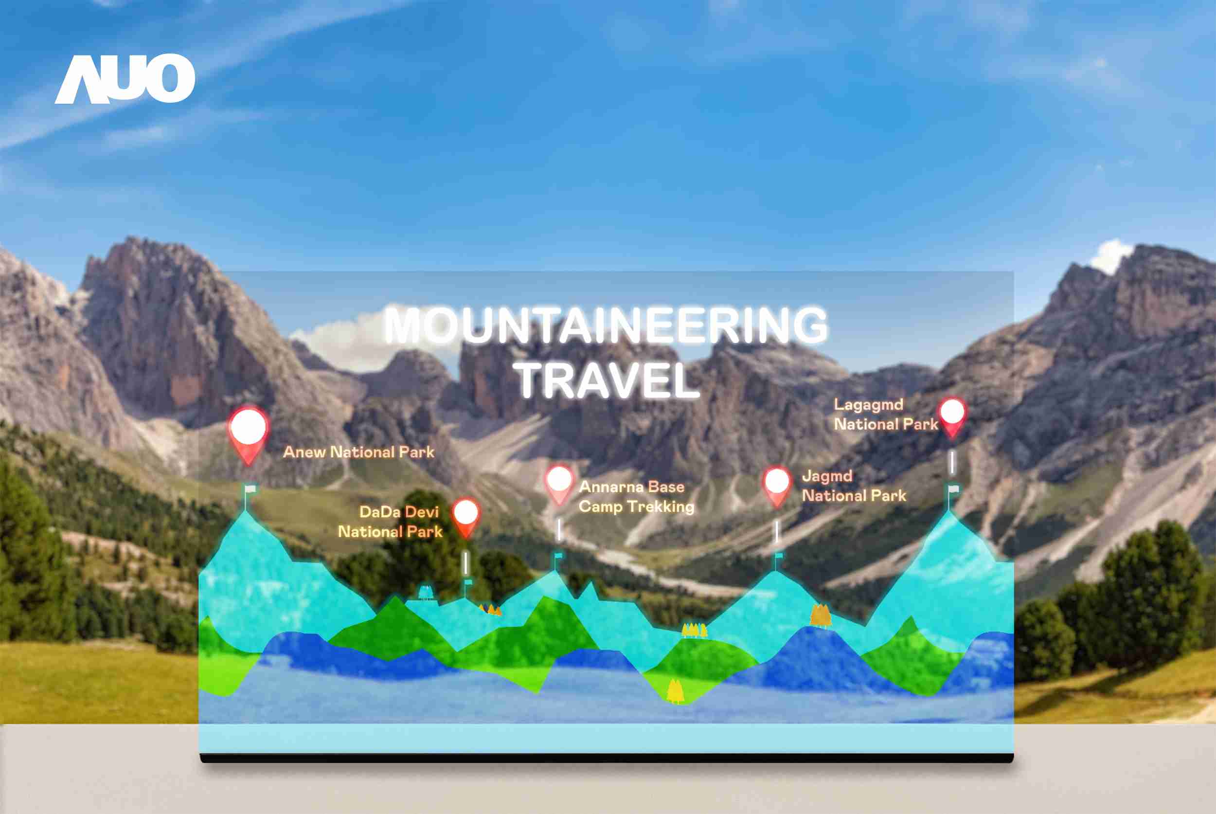 至成国际展示全球单片尺寸最大(*)42吋透明Micro LED显示器拼接而成的〝64吋透明Micro LED显示器〞，，，，具备高透明度、、、1,000 nits高亮度、、广色域、、、采用三边无边框的无缝拼接等多重特色，，呈现超高清、、细腻画质而不遮挡后方视觉，，，，满足层峰需求，，可广泛运用于零售、、艺术展览或商业空间等场域